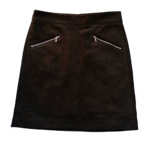 NWT LOFT Faux Suede Suedette Olive Green Mod Silver Mini Skirt 0 xs s 2